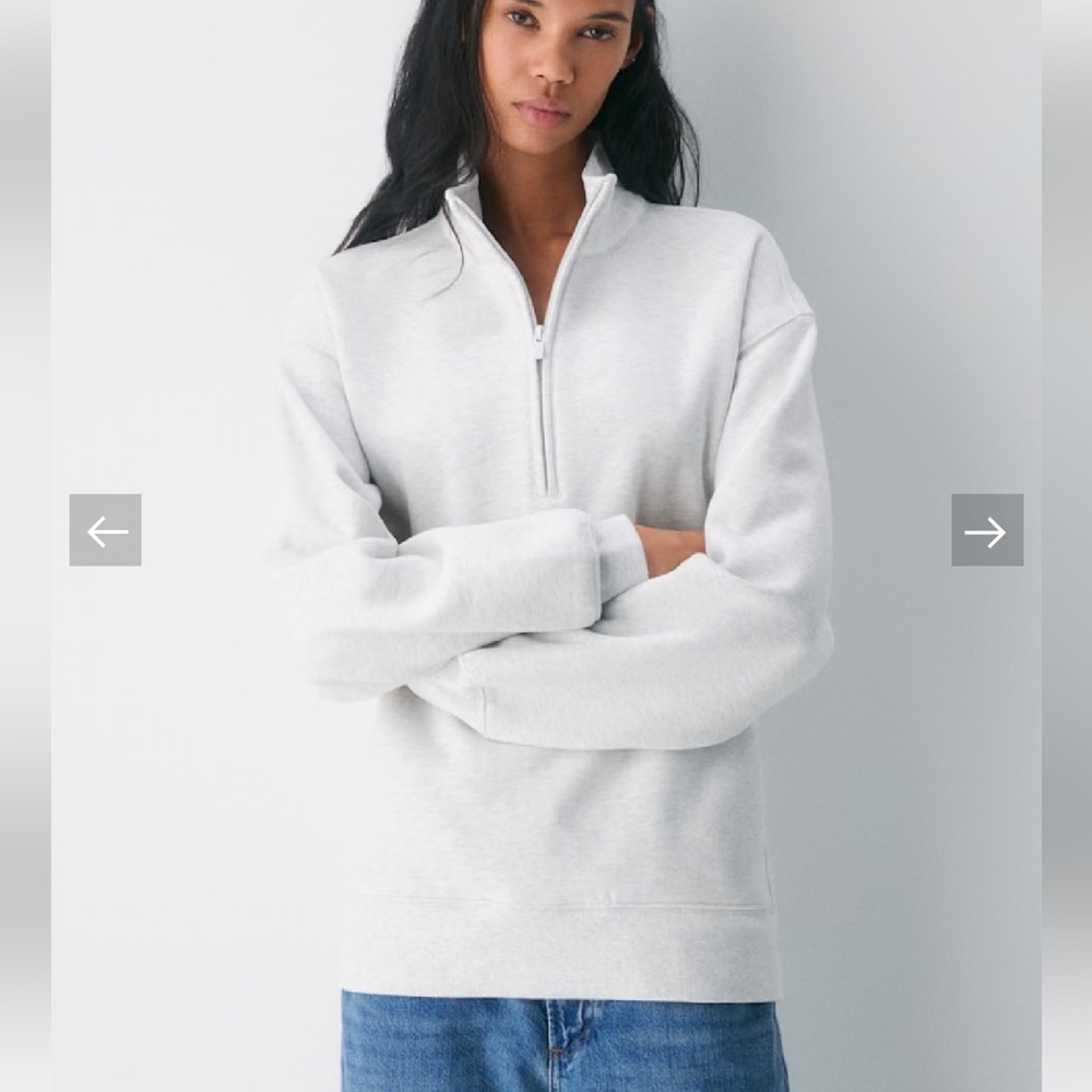 Cozy Sweatfleece Boyfriend 1/2 Zip Sweatshirt, in heather cloud white